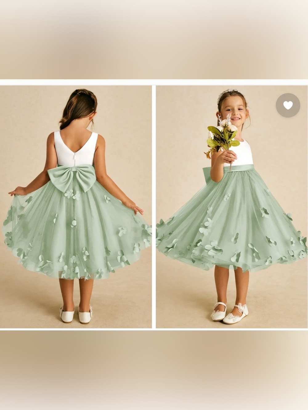 Azazie Dusty Sage A-Line Bow Tulle Kids Dress